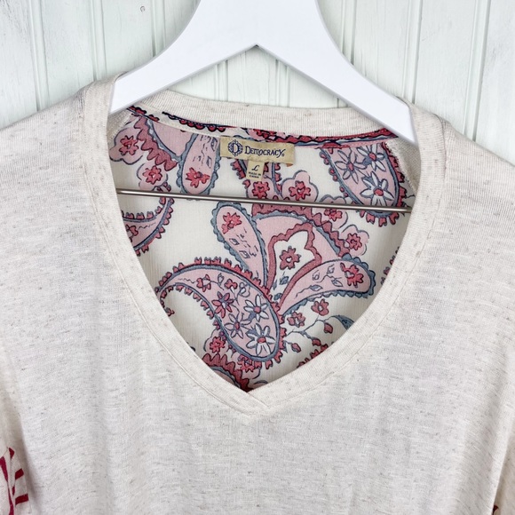 Democracy Women's Boho Paisley Mixed Print Linen Blend Blouse Size Large - Picture 4 of 9